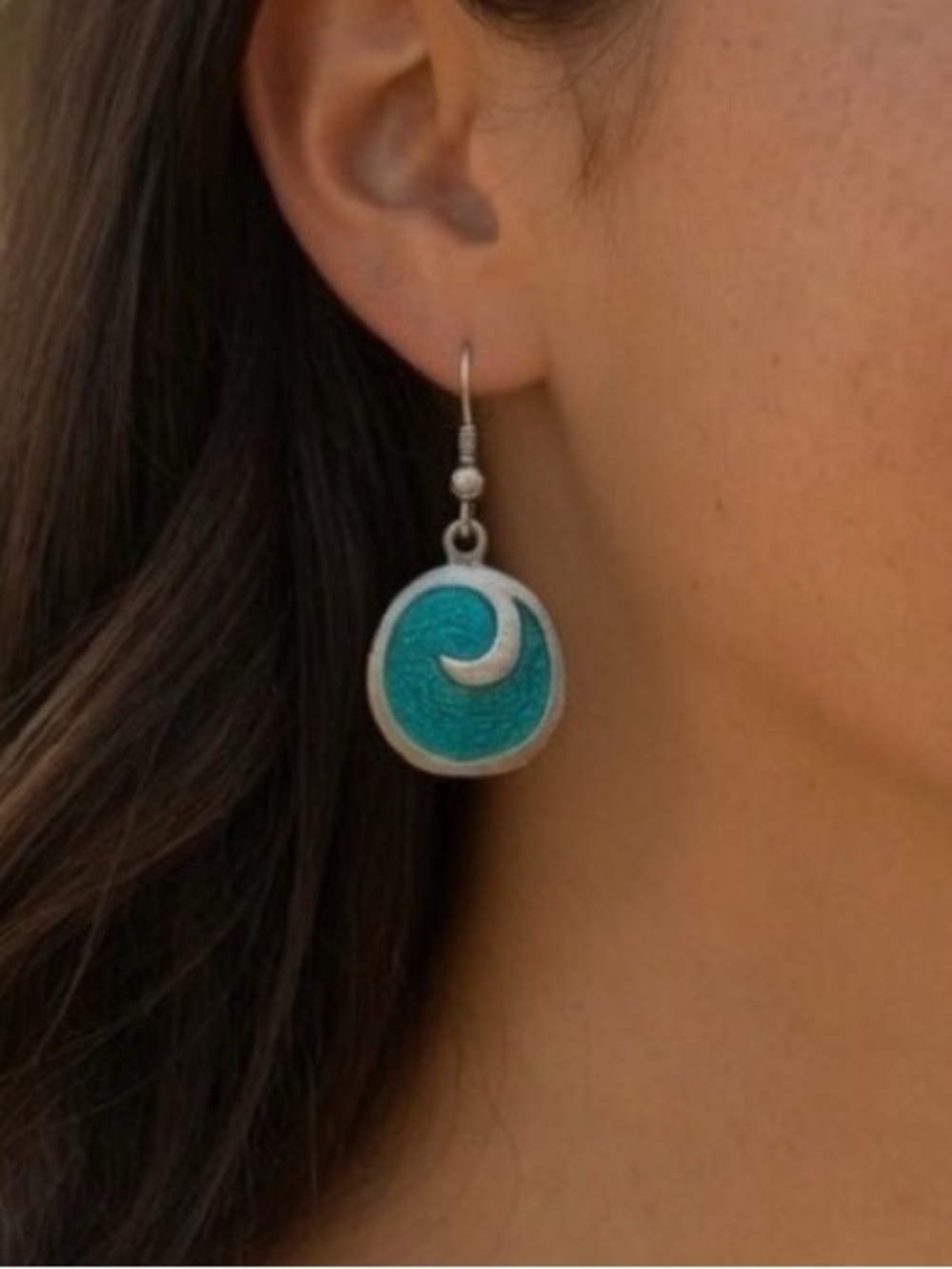 Teal Swirl Wave Earrings Bohemian Summer